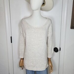 GAP Chunky Knit Cotton Sweater Women's L Soft Cozy Pullover Neutral Fall Winter